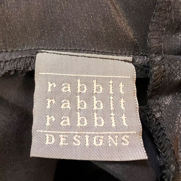 Rabbit Designs Black Satin Sheath Cocktail Dress Cutout Back Midi 10 Made in USA - Picture 6 of 9